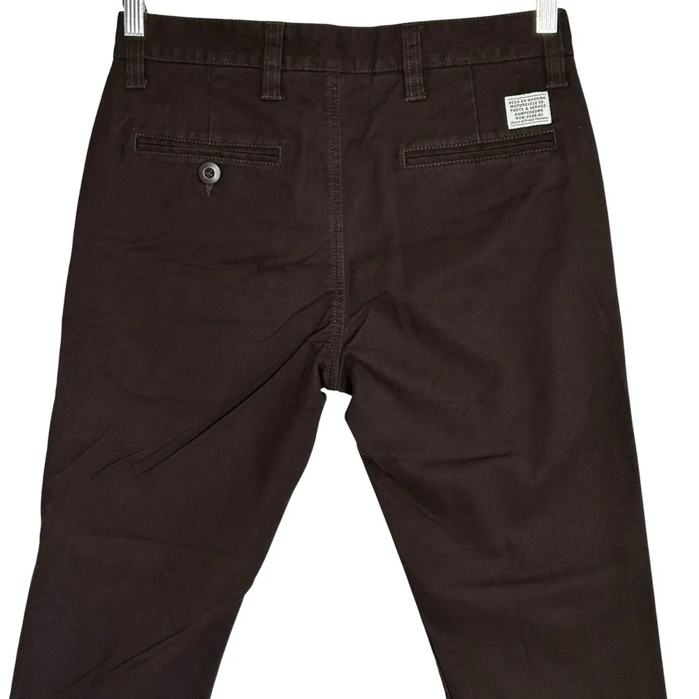 Deus Ex Machina Ford Pants 30X32 Mid Rise Straight Leg Pockets Brown Minimalist